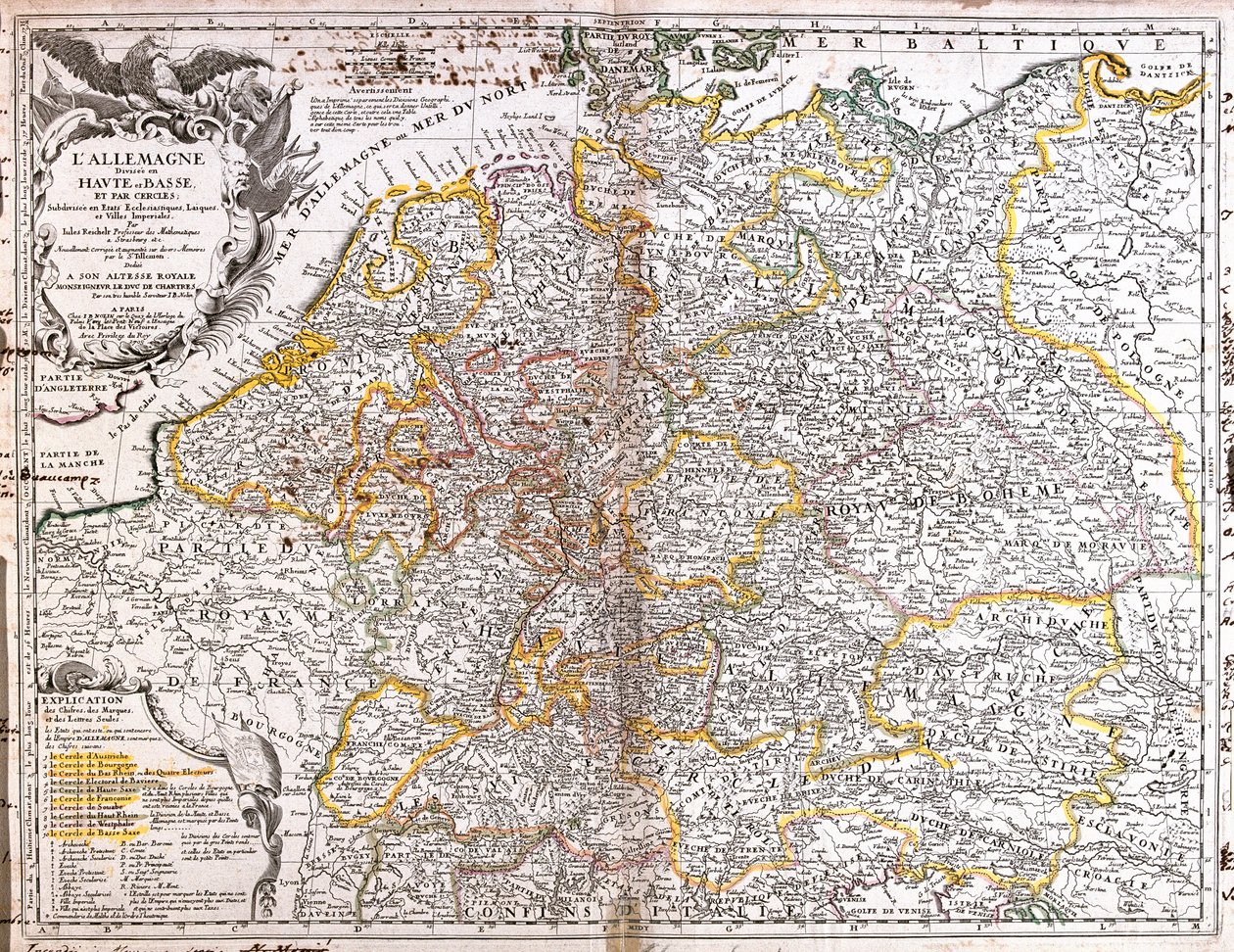 Németország térképe (1703) (metszet alkotó: Jean Baptiste Nolin