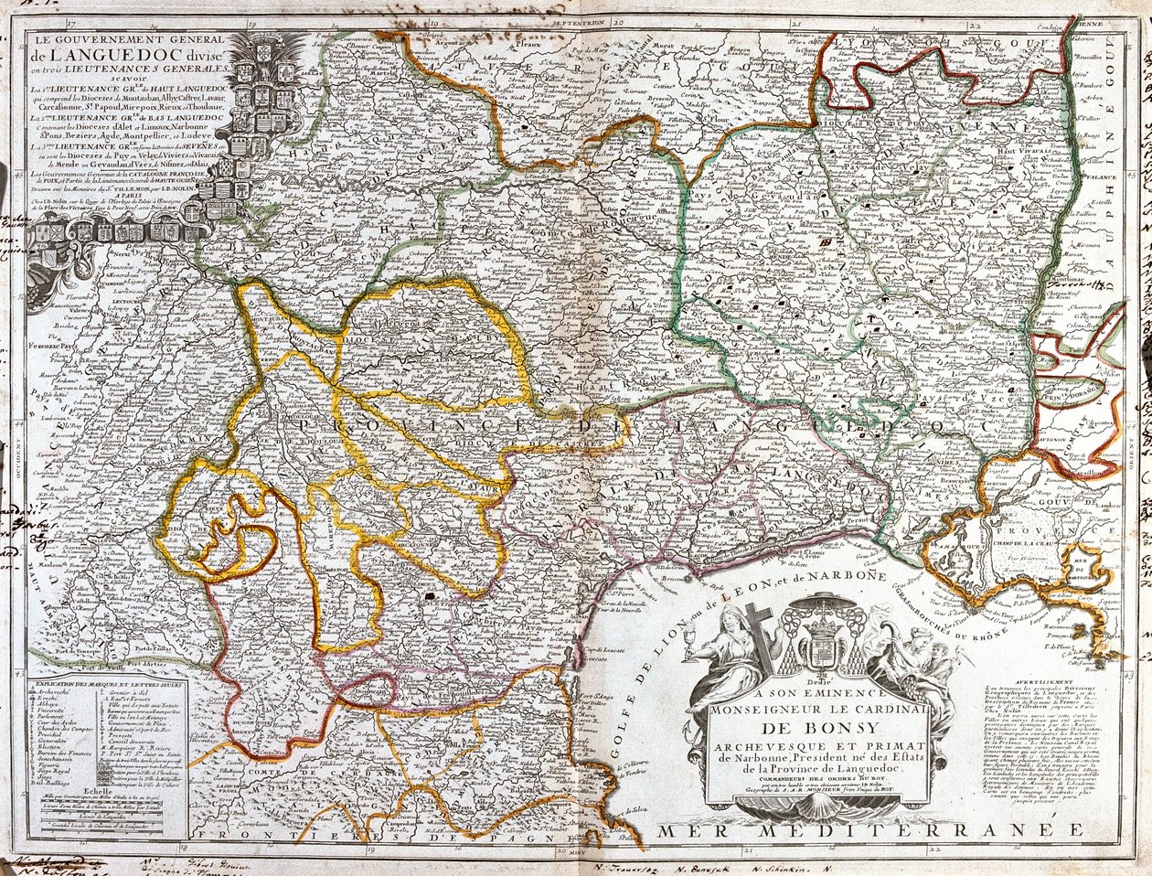 Languedoc térképe (Dél-Franciaország) (metszet alkotó: Jean Baptiste Nolin