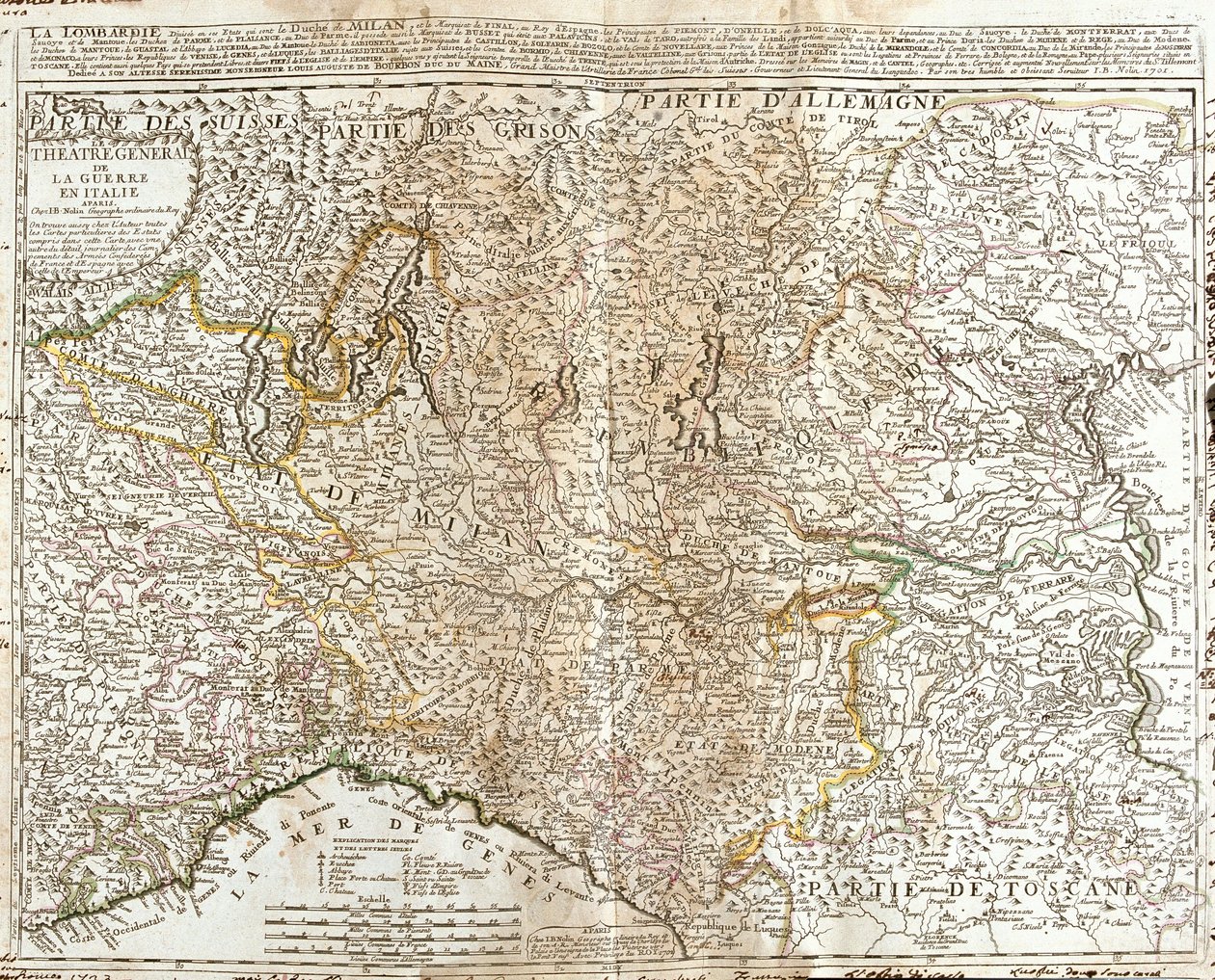 Lombardia térképe (Olaszország) (metszet alkotó: Jean Baptiste Nolin