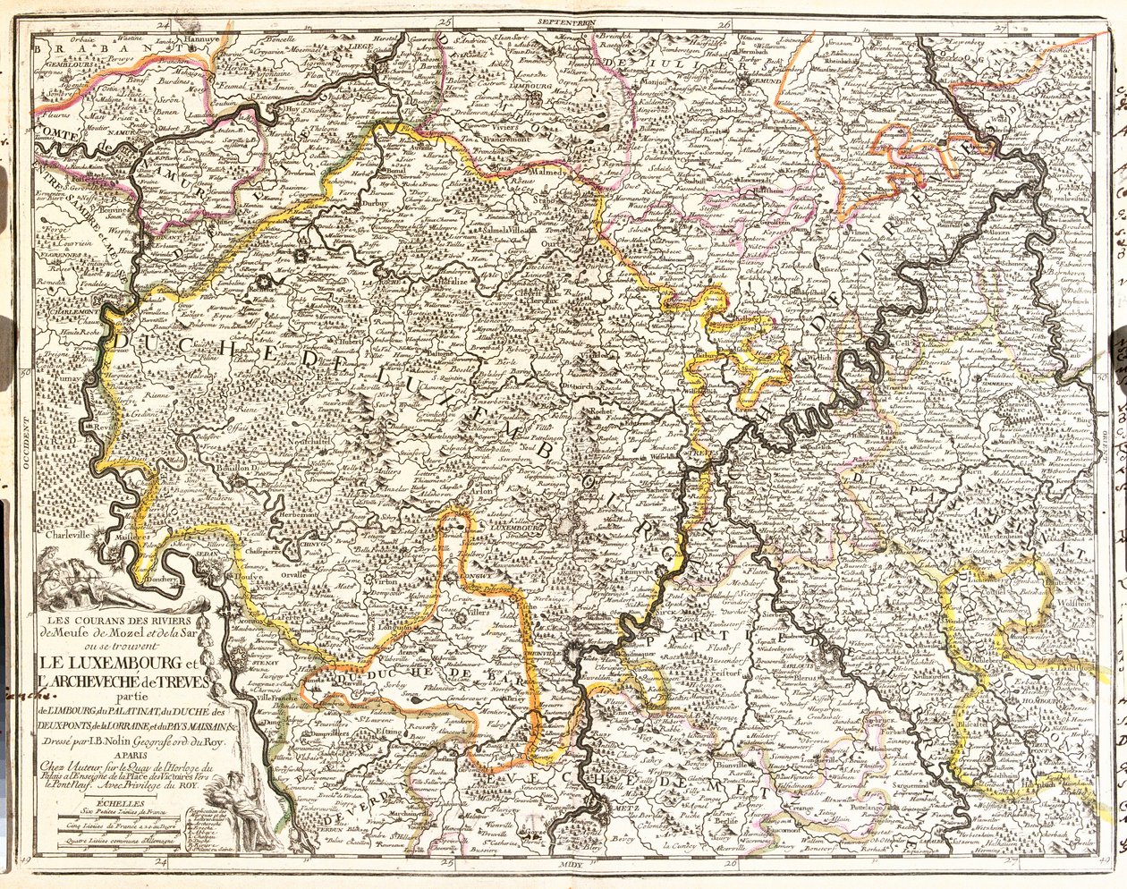 Luxemburg és a Treves-i egyházmegye térképe (Németország) (metszet alkotó: Jean Baptiste Nolin