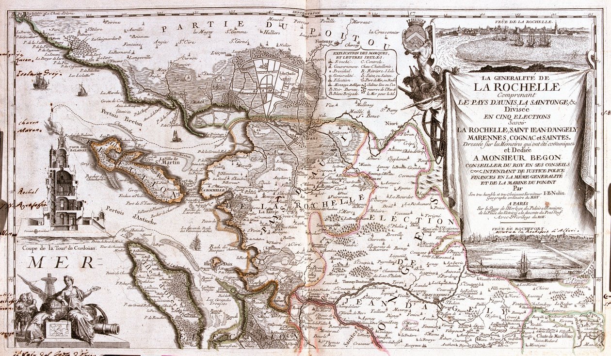 Poitou Charentes (Franciaország) térképe (metszet alkotó: Jean Baptiste Nolin