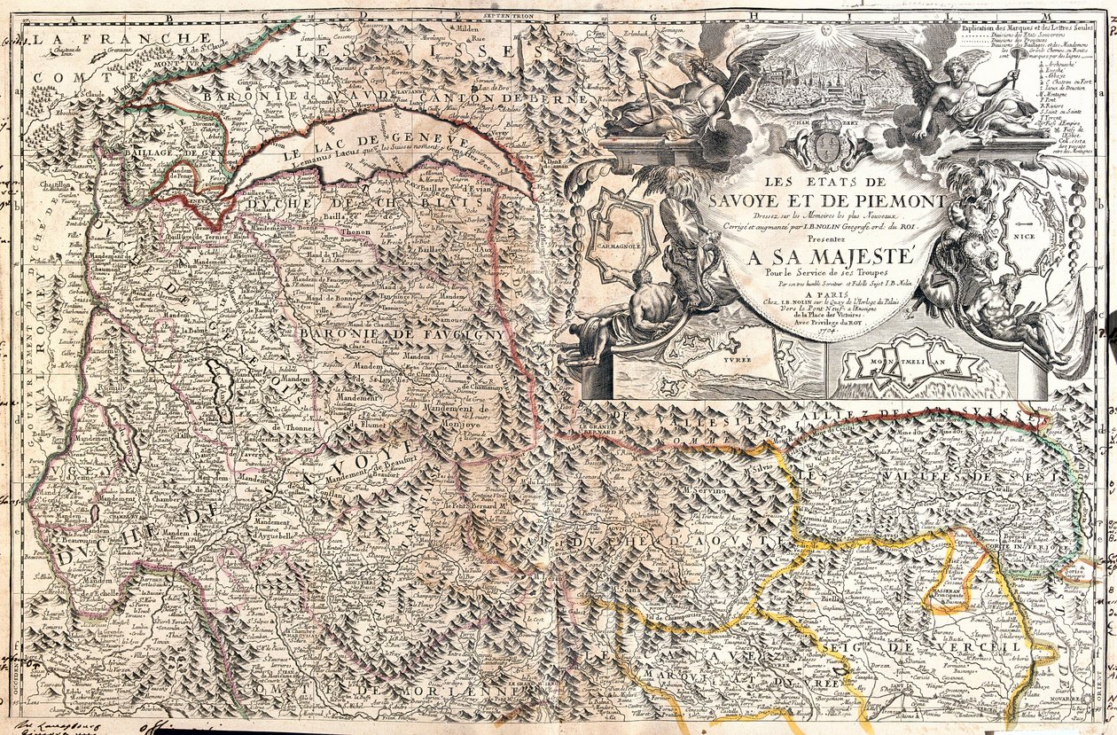 Savoya és Piemont térképe (Olaszország) (metszet alkotó: Jean Baptiste Nolin