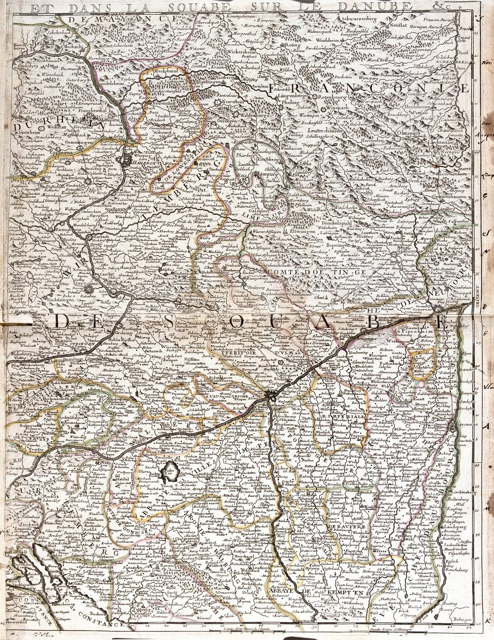 Sváb térkép (Németország) (metszet alkotó: Jean Baptiste Nolin