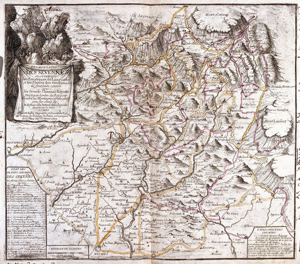 Cevennes térképe (Franciaország) (metszet alkotó: Jean Baptiste Nolin