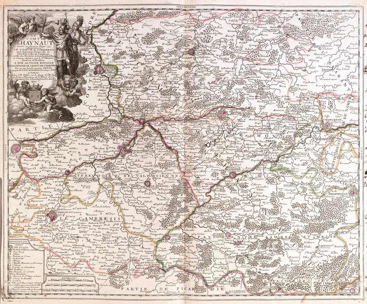 Hainaut megye térképe (Belgium) (metszet alkotó: Jean Baptiste Nolin