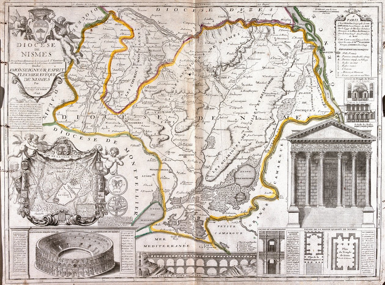A Nimes-i Egyházmegye térképe (Franciaország) (metszet alkotó: Jean Baptiste Nolin