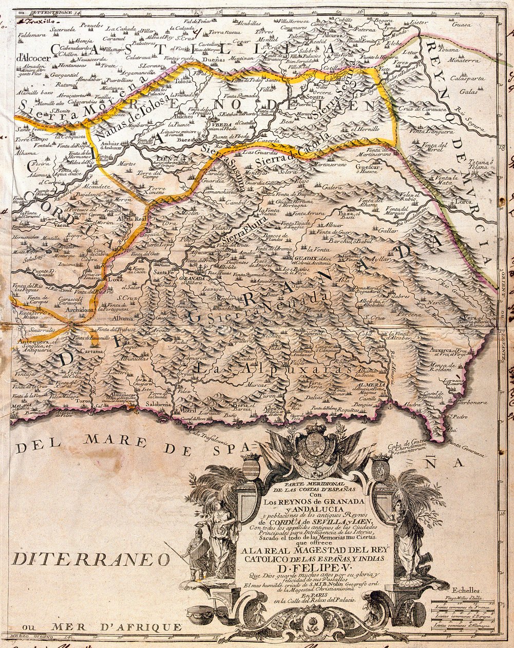 Granada tartomány térképe (Spanyolország) (metszet alkotó: Jean Baptiste Nolin