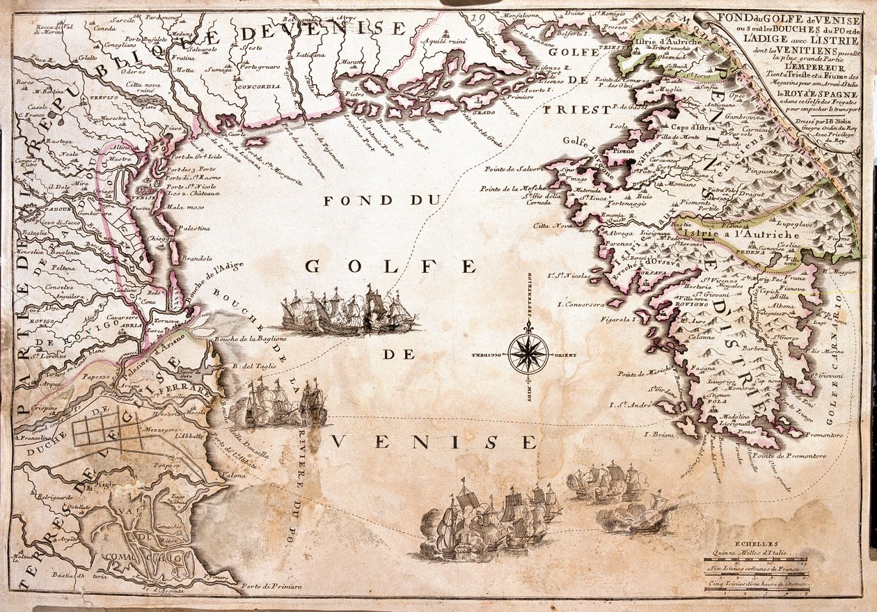 A Velencei-öböl, Adriai-tenger térképe (metszet alkotó: Jean Baptiste Nolin