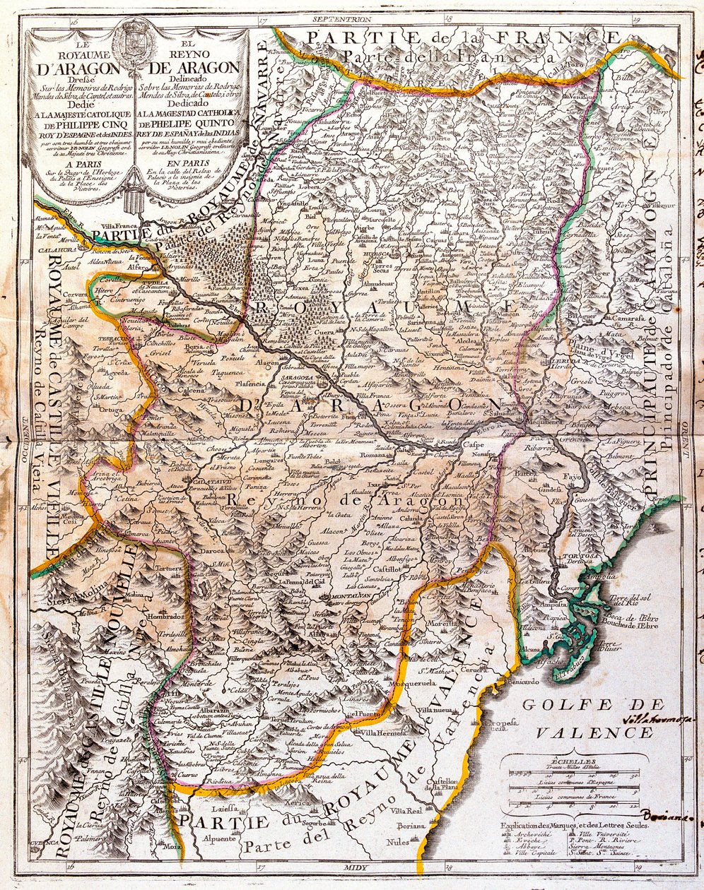 Az Aragóniai Királyság térképe (Spanyolország) (metszet alkotó: Jean Baptiste Nolin