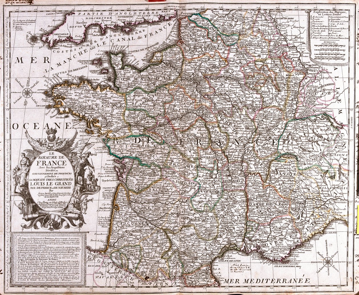 A Francia Királyság térképe (metszet alkotó: Jean Baptiste Nolin