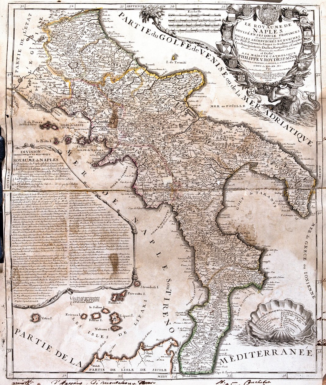 A Nápolyi Királyság térképe (Olaszország) (metszet alkotó: Jean Baptiste Nolin