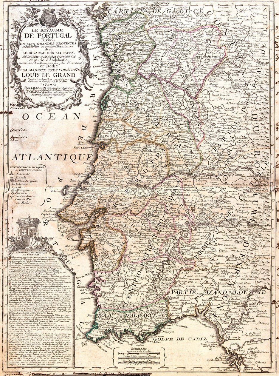 A Portugál Királyság térképe (metszet alkotó: Jean Baptiste Nolin