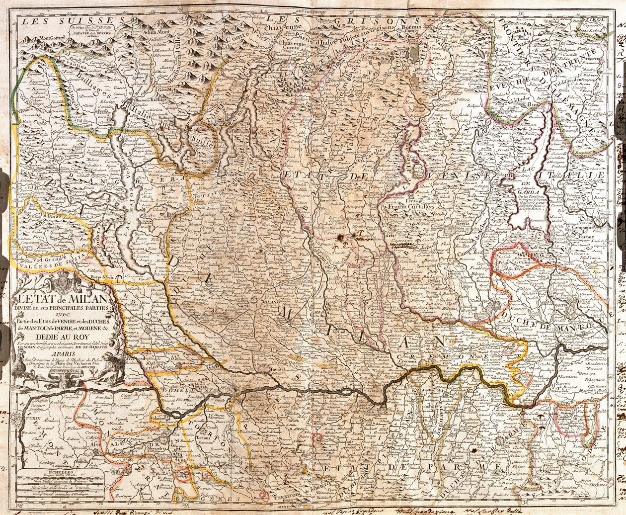 Milánó (Olaszország) térségének térképe (metszet alkotó: Jean Baptiste Nolin