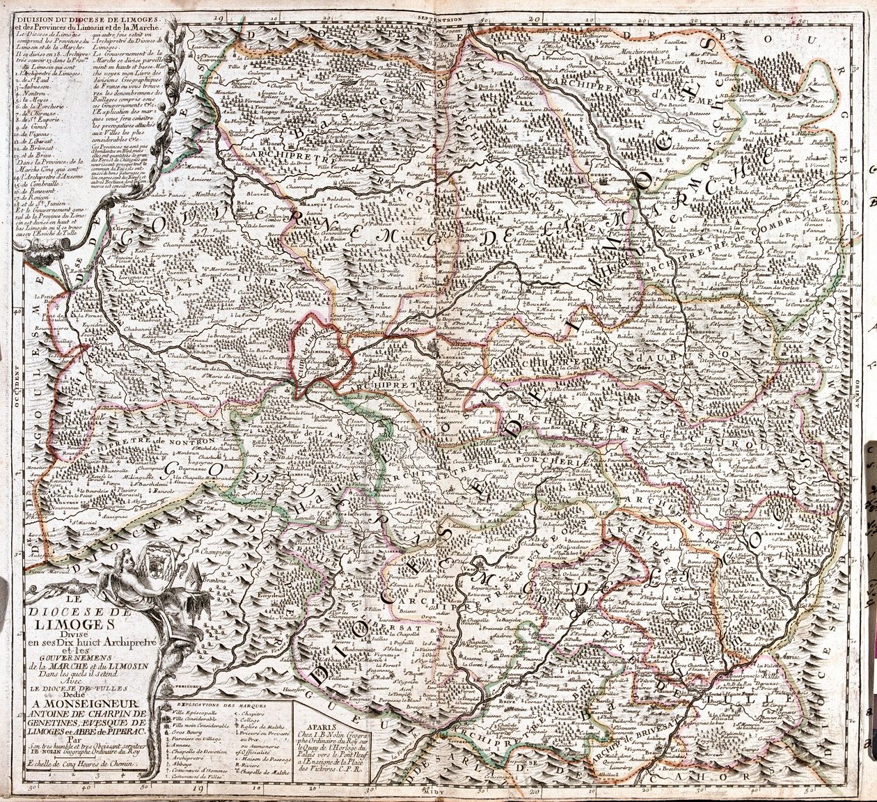 A Limoges-i egyházmegye térképe (Franciaország) (metszet alkotó: Jean Baptiste Nolin