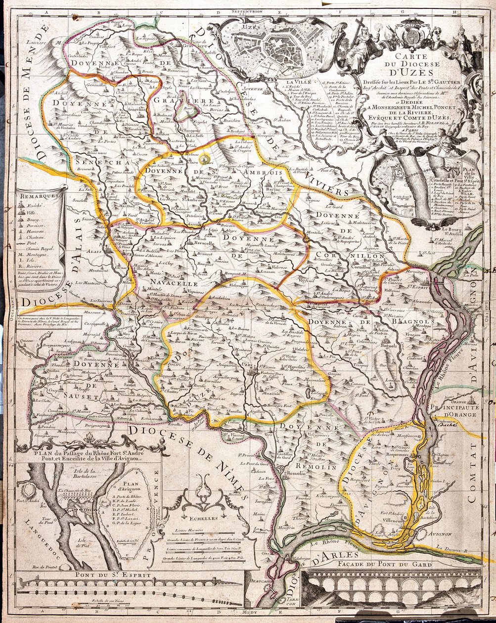 Az uzesi egyházmegye térképe (Franciaország) (metszet alkotó: Jean Baptiste Nolin