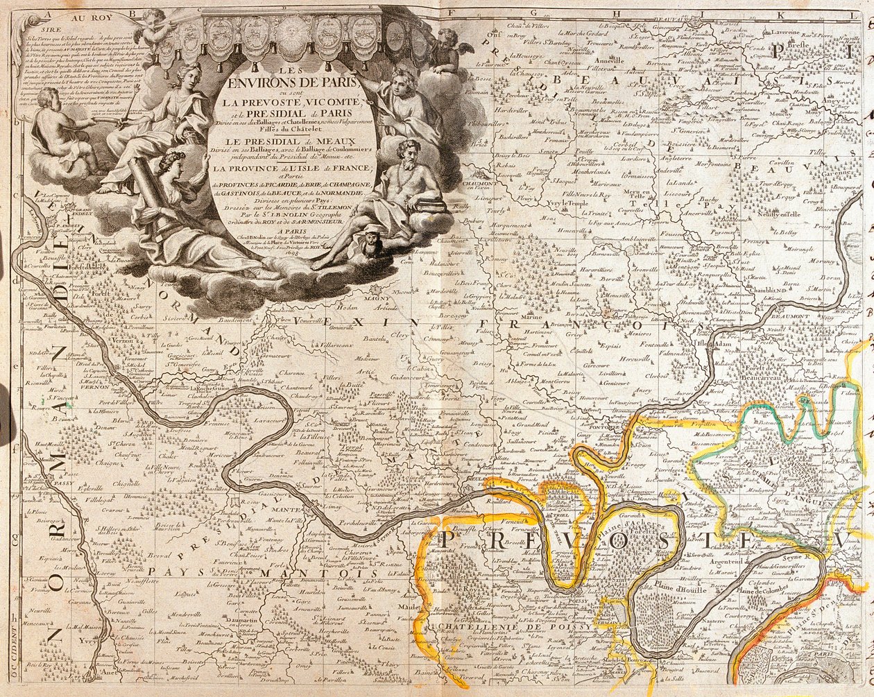 Ile de France északnyugati részének térképe alkotó: Jean Baptiste Nolin