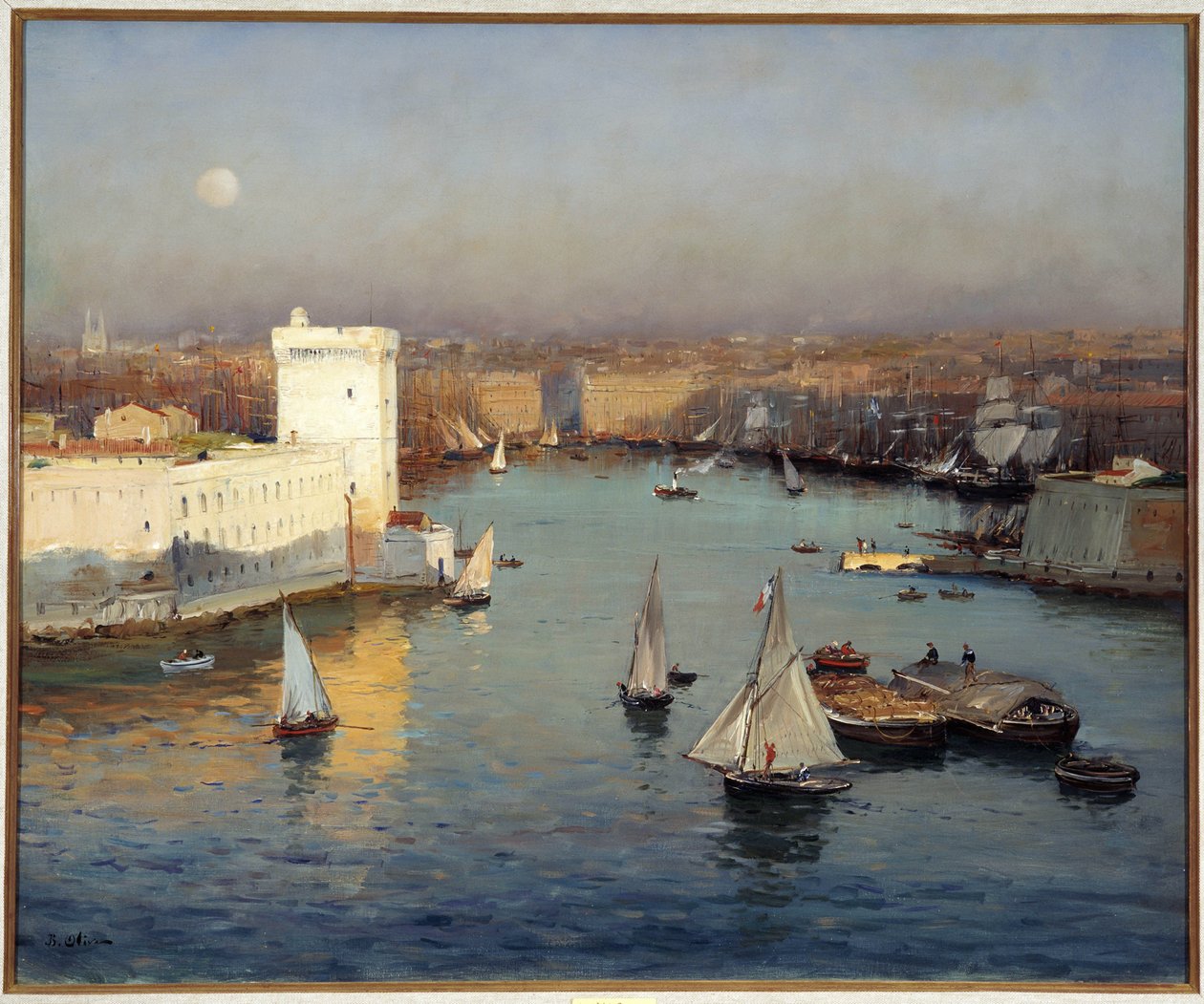 Kilátás a régi marseille-i kikötőre Jean Baptiste Olive (1848-1936) Pharo festményéről Dim. 50x73 cm Kötelező megemlítés: Collection Foundation regards de provence, Marseille alkotó: Jean Baptiste Olive