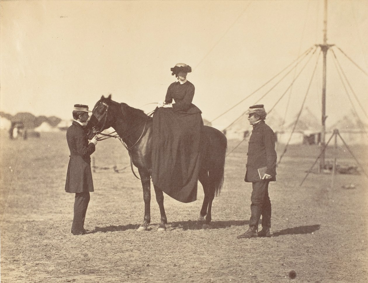 [Lady Canning fekete arabján és Lord Clyde, főparancsnok], 1858-61. alkotó: Jean Baptiste Oscar Mallitte