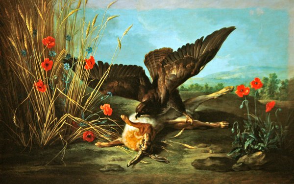 Nyulat felborító ölyv, avagy A sólyom és a nyúl, 1749 alkotó: Jean Baptiste Oudry