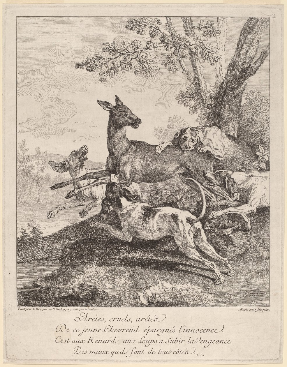 Kutyák által megtámadt szarvas alkotó: Jean Baptiste Oudry