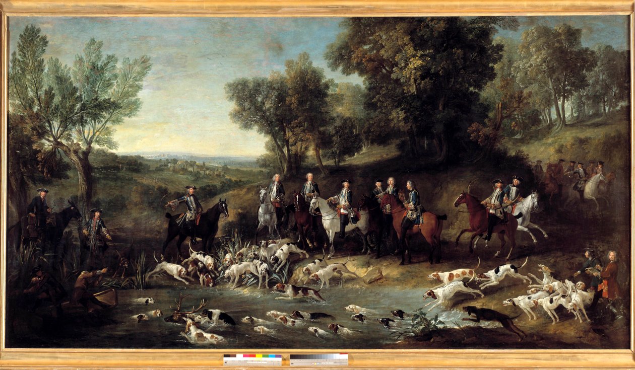 XV. Lajos király szarvasra vadászik a Saint Germain-i erdőben 1730-ban Jean Baptiste Oudry (1686-1755) festménye 1730 Toulouse, Musee des Augustins alkotó: Jean Baptiste Oudry