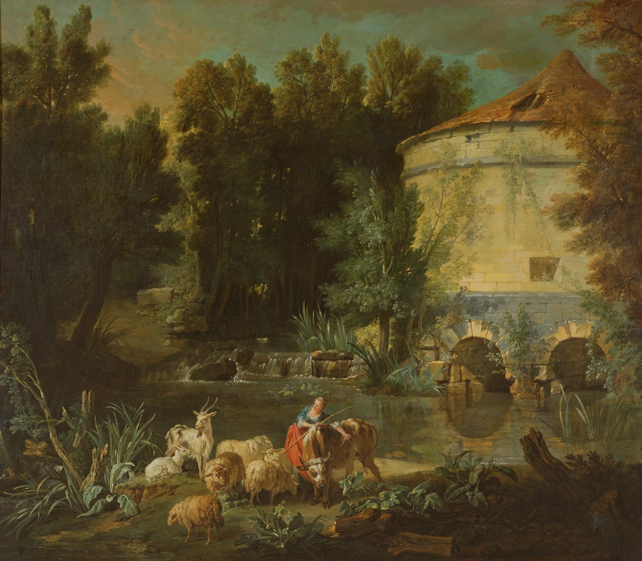 Táj kerek toronnyal, 1737 alkotó: Jean Baptiste Oudry