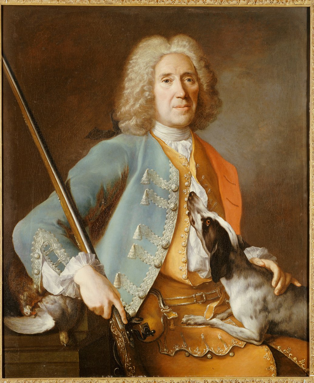 Portréja egy sportolónak, aki fegyvert tart egy kopóval alkotó: Jean Baptiste Oudry