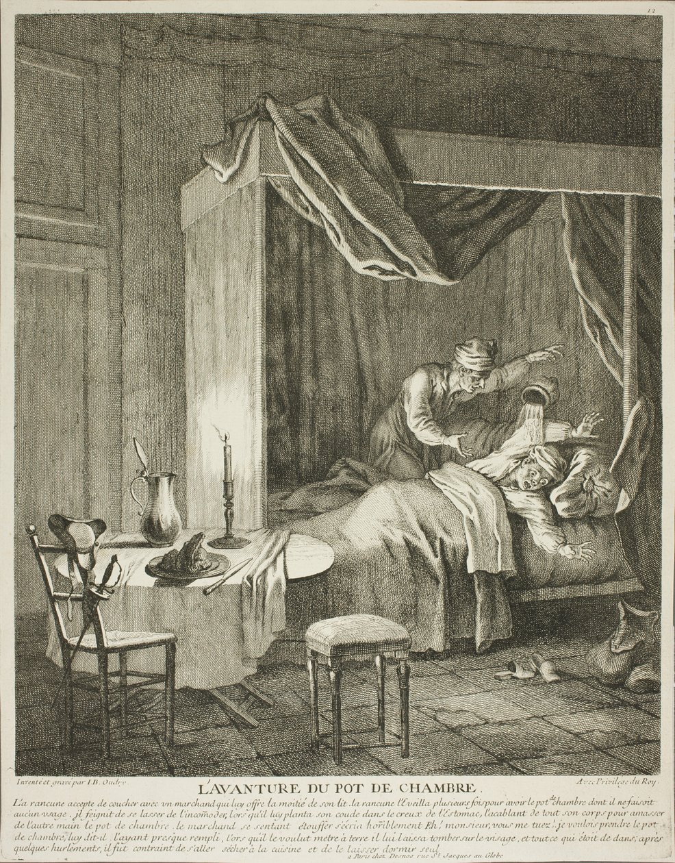 A kamrás fazék kalandja, negyedik lemez a Scènes du Roman Comique-ból alkotó: Jean Baptiste Oudry