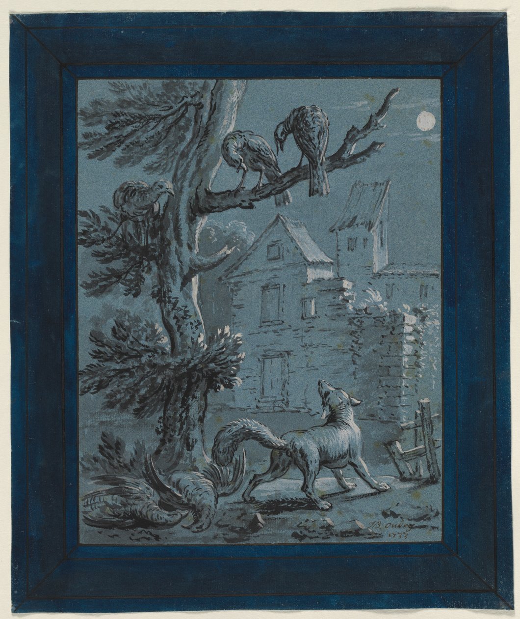 A róka és a pulykatyúkok: Illusztráció La Fontaine meséihez alkotó: Jean Baptiste Oudry