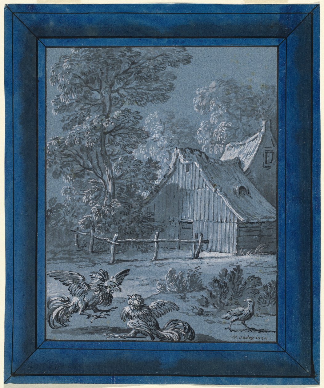 A fogoly és a kakasok alkotó: Jean Baptiste Oudry