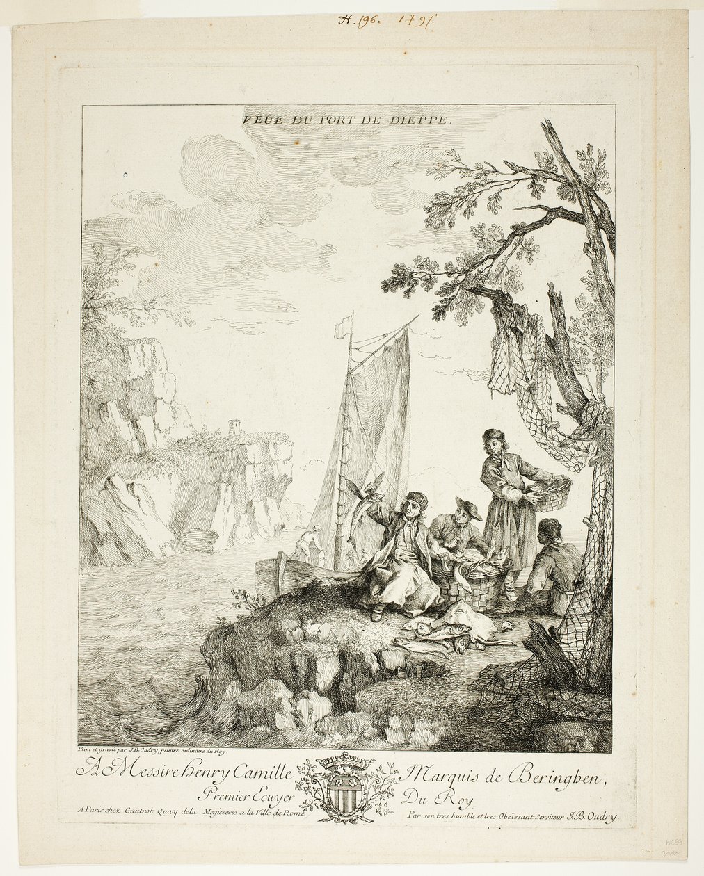 A dieppe-i kikötő látképe alkotó: Jean Baptiste Oudry
