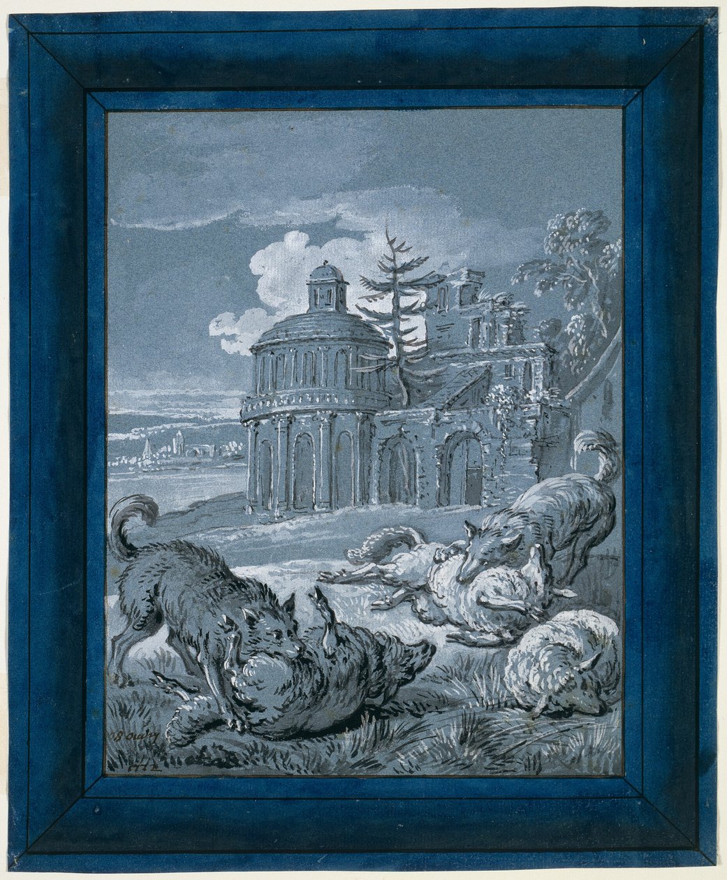 Farkasok támadnak juhokra ("Rein de Trop II") alkotó: Jean Baptiste Oudry
