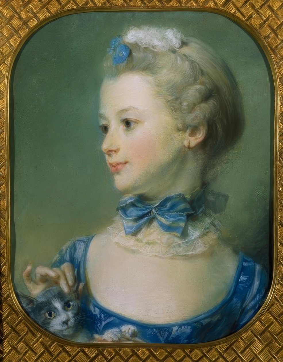A kislány a macskával (Miss Huquier portréja) alkotó: Jean Baptiste Perronneau