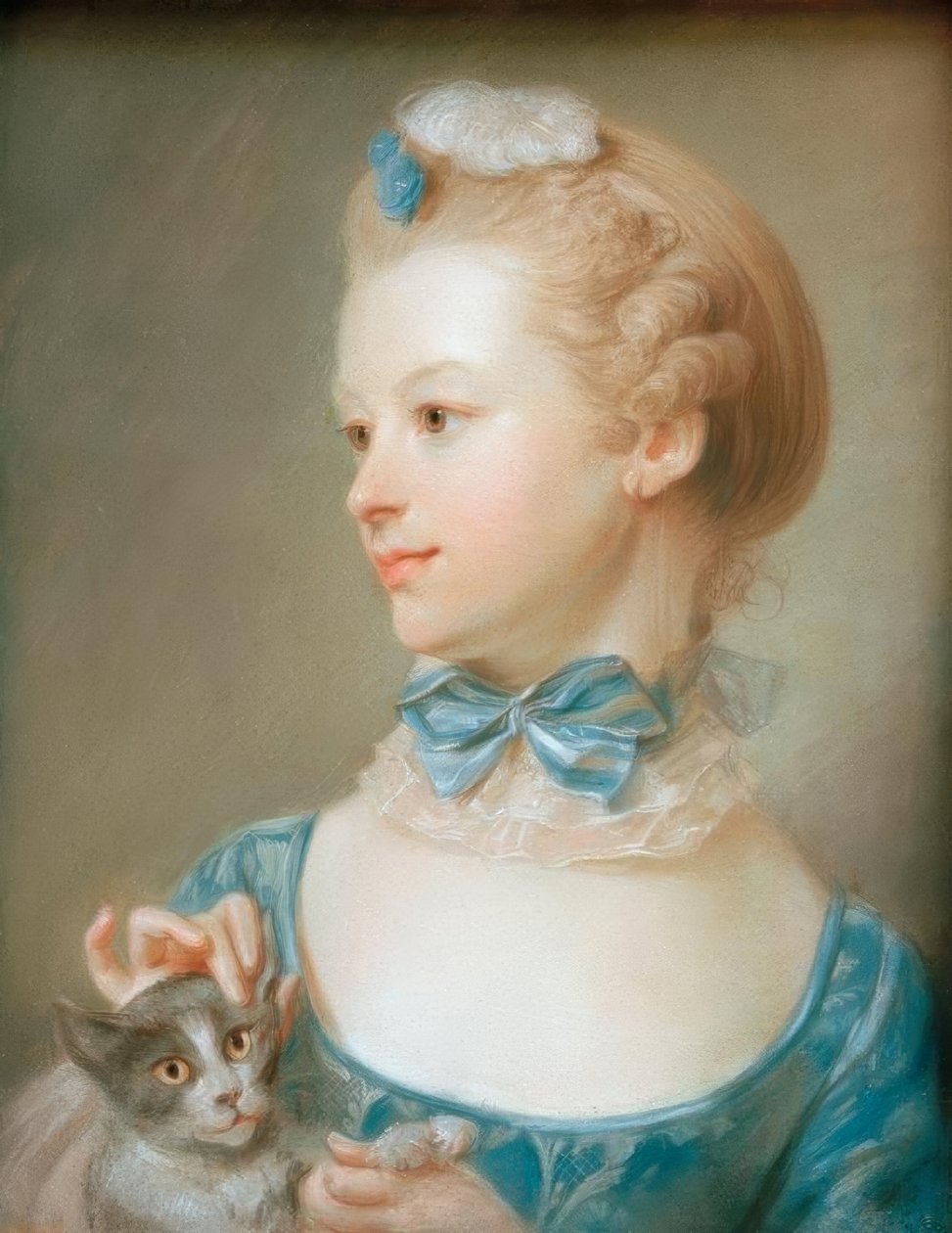 Lány macskával alkotó: Jean Baptiste Perronneau