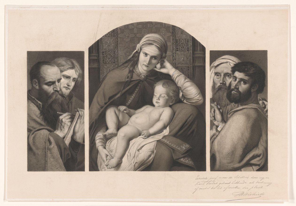 Triptichon: Mária Krisztussal az ölében és két két apostolból álló csoport alkotó: Jean Baptiste Pierre Michiels (signed by artist)