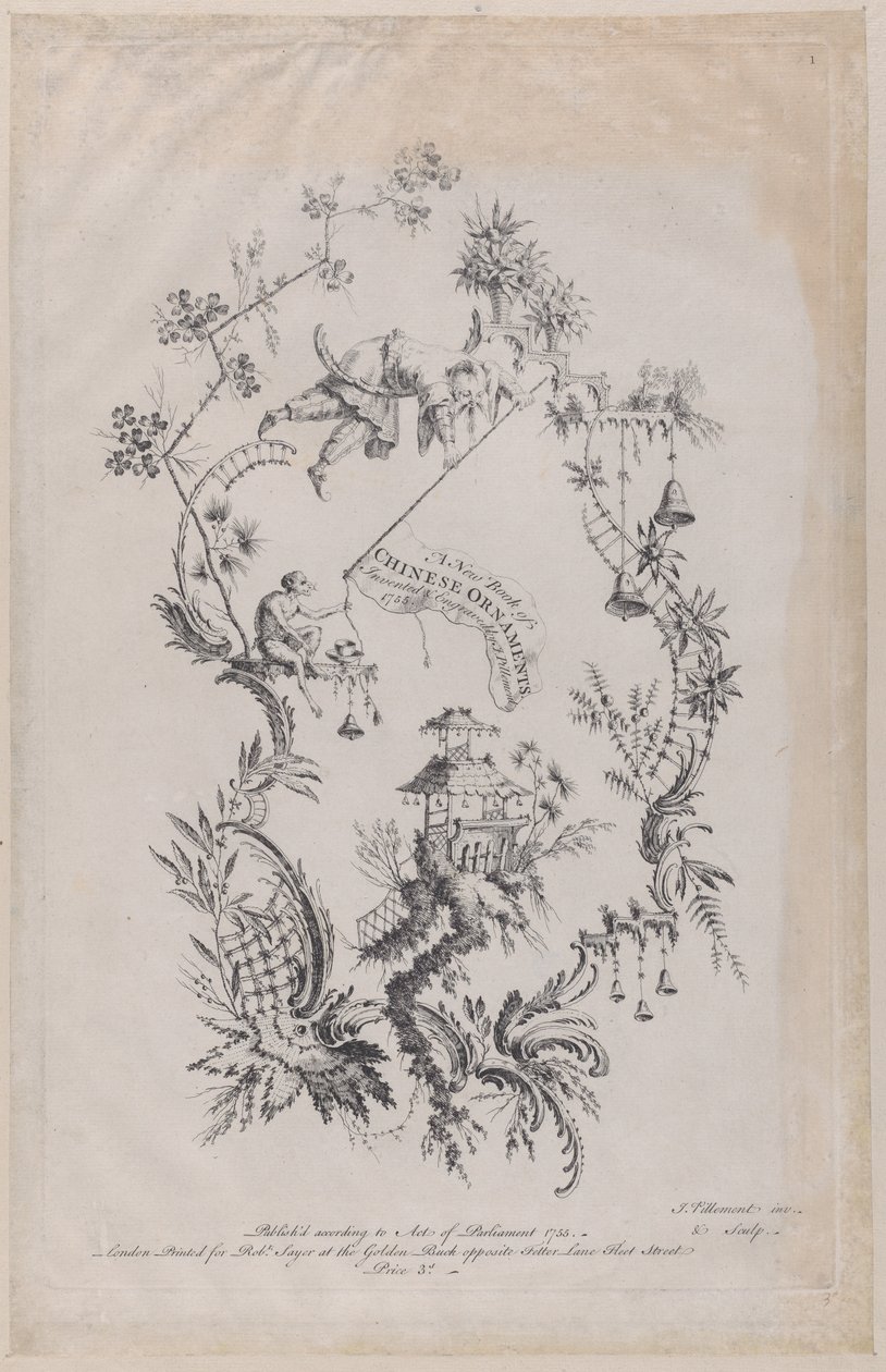Új könyv a kínai díszekről. Feltalálta és metszett: J. Pillement, 1755., alkotó: Jean Baptiste Pillement