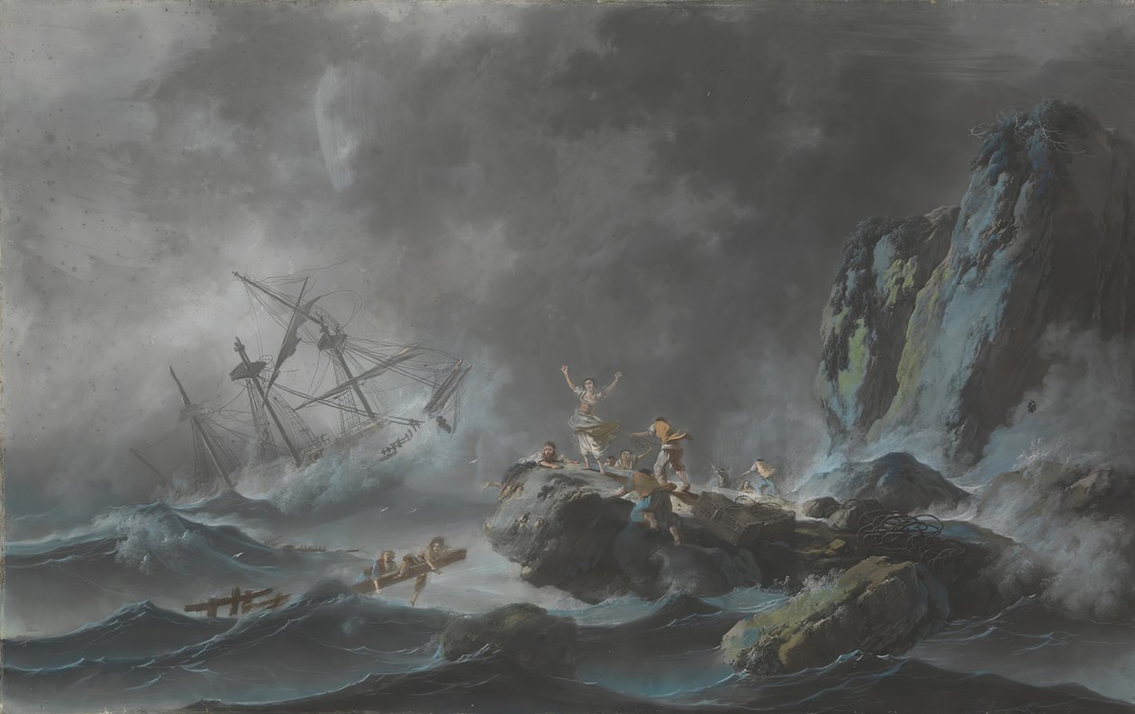 Hajótörés a viharban, 1782. alkotó: Jean Baptiste Pillement