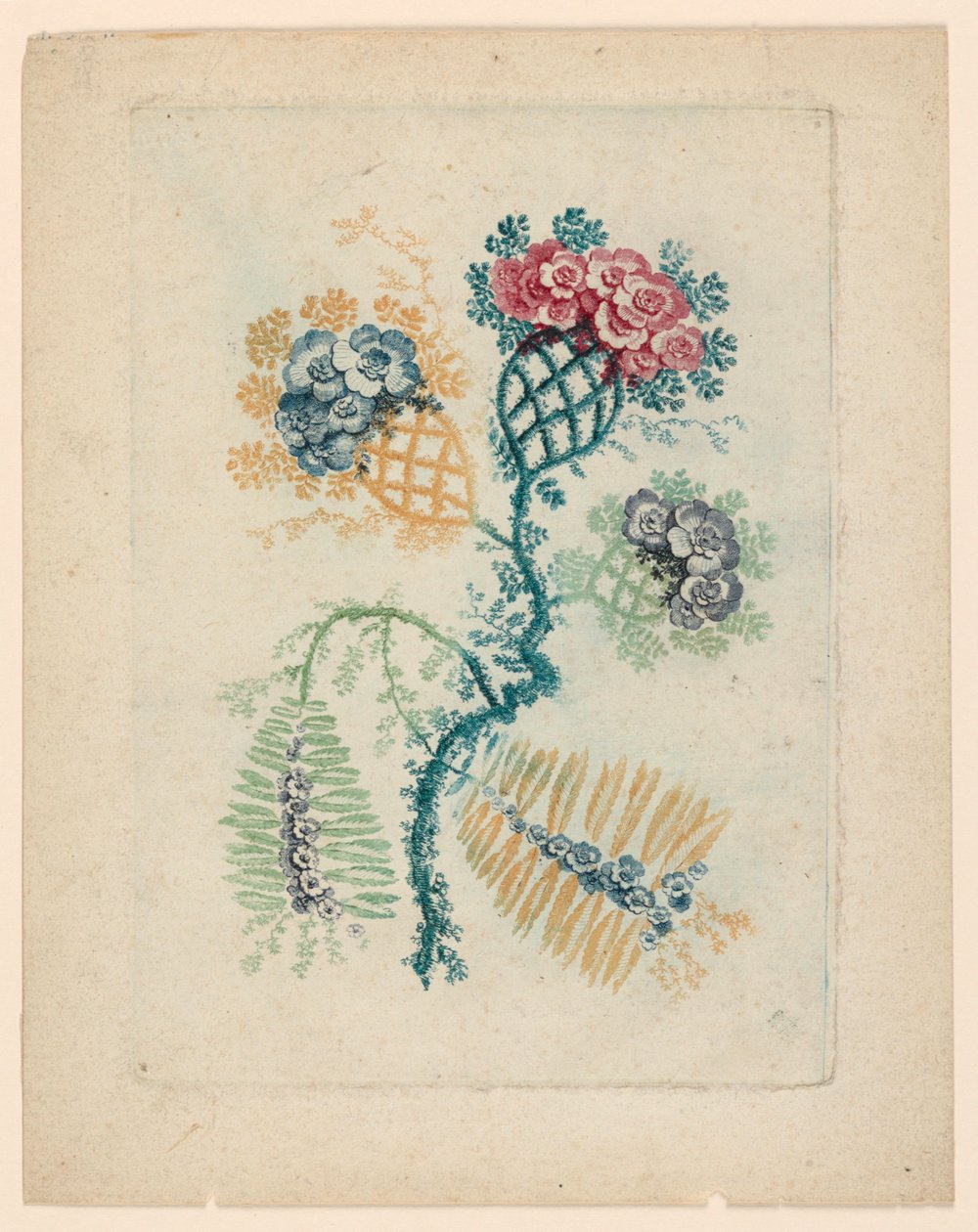 Fantasztikus virágmotívum a Nouvelle Suitete de Cahiers de Fleurs Idéalestől alkotó: Jean Baptiste Pillement