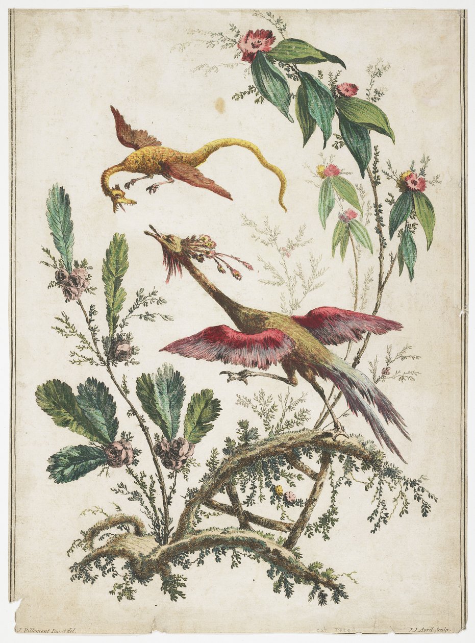 Dísz. Chinoiserie. Virágok és madarak., 1770 alkotó: Jean Baptiste Pillement