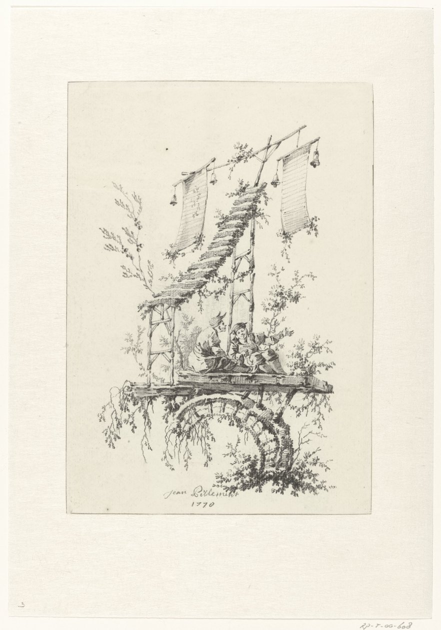 Díszkompozíció chinoiserie stílusban Dísztárgyak chinoiserie stílusban a Deuxième Cahier de six Baraques Chinoises számára (sorozat címe) alkotó: Jean Baptiste Pillement