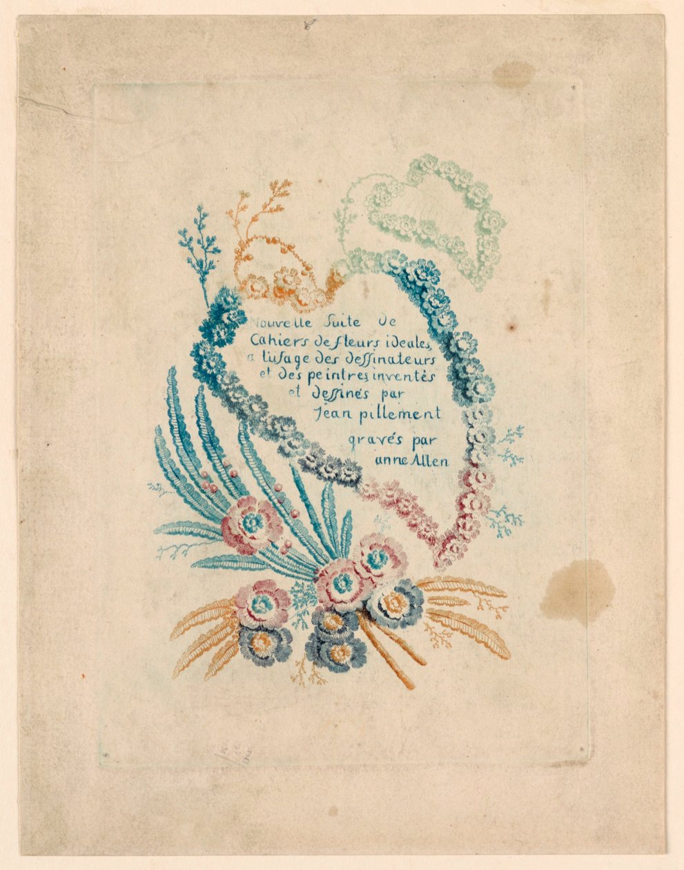 A "Nouvelle Suite de Cahiers de fleurs iéales" címlapja alkotó: Jean Baptiste Pillement
