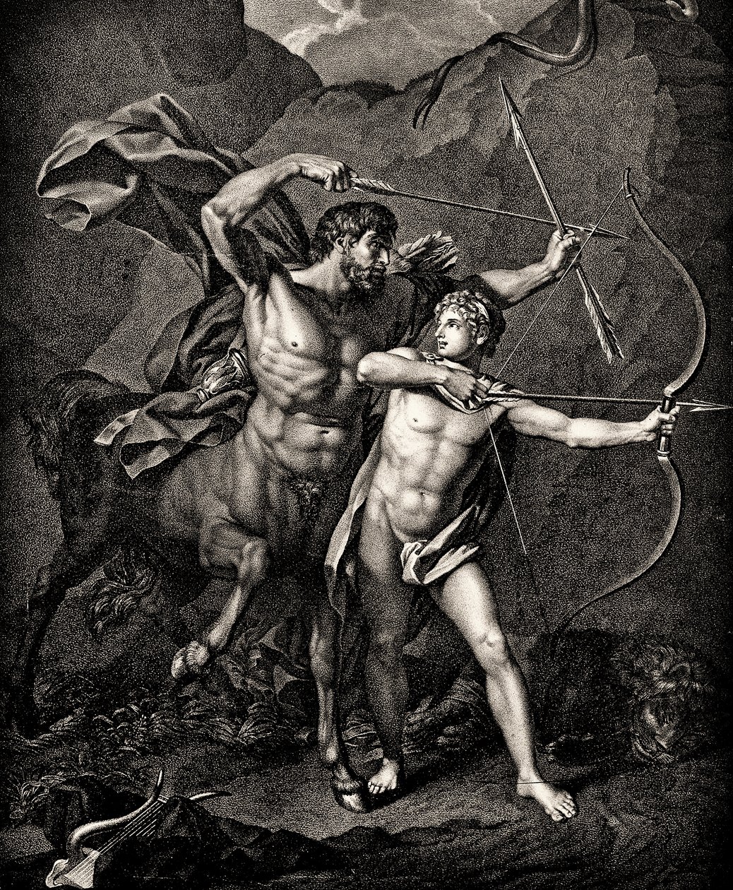 Chiron Achilles nevelése, 1798 körül alkotó: Jean Baptiste Regnault