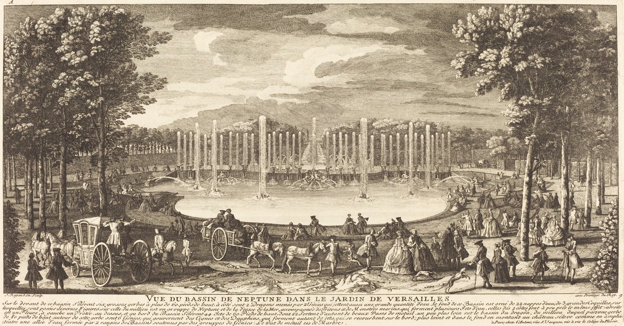 Kilátás a Bassin de Neptune-ra a Versailles-i kertben alkotó: Jean Baptiste Rigaud