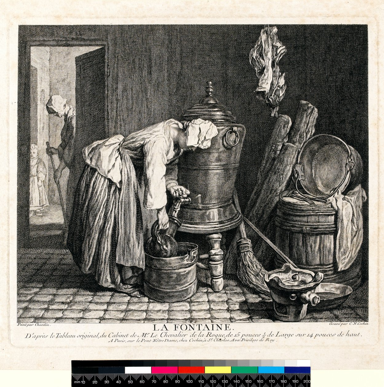 La Fontaine, metszett: Charles Nicolas Cochin I (1688-1754) 1739 (rézkarc és metszet szőtt papírra) alkotó: Jean Baptiste Simeon (after) Chardin