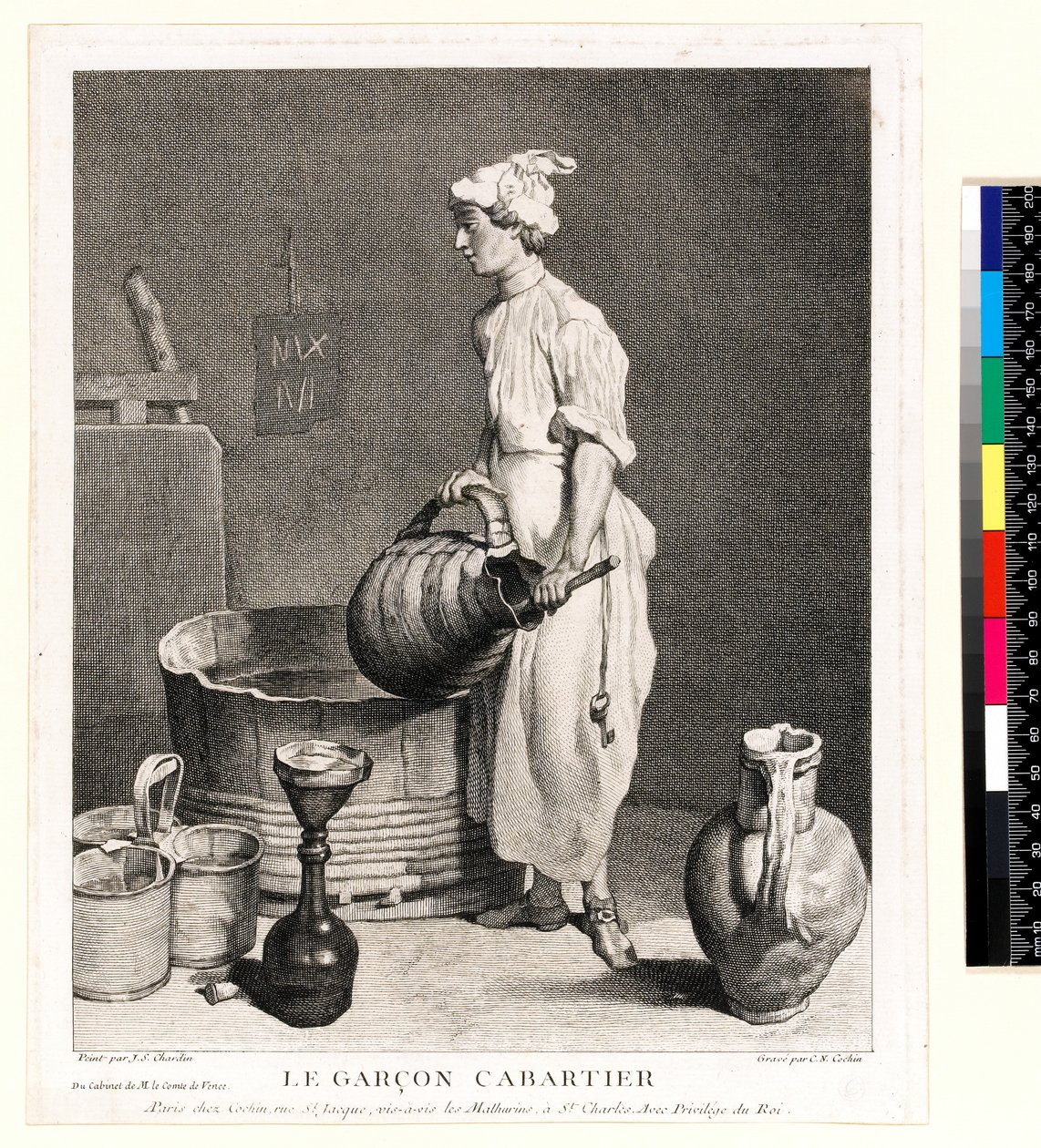Le Garçon Cabaretier (A pincefiú) vésette Charles Nicolas Cochin I (1688-1754) 1750 (rézkarc és metszet) alkotó: Jean Baptiste Simeon (after) Chardin