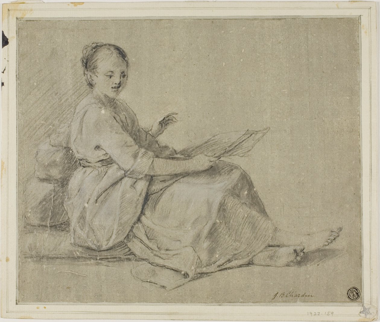Mezítlábas nő a földön ülve alkotó: Jean Baptiste Simeon Chardin