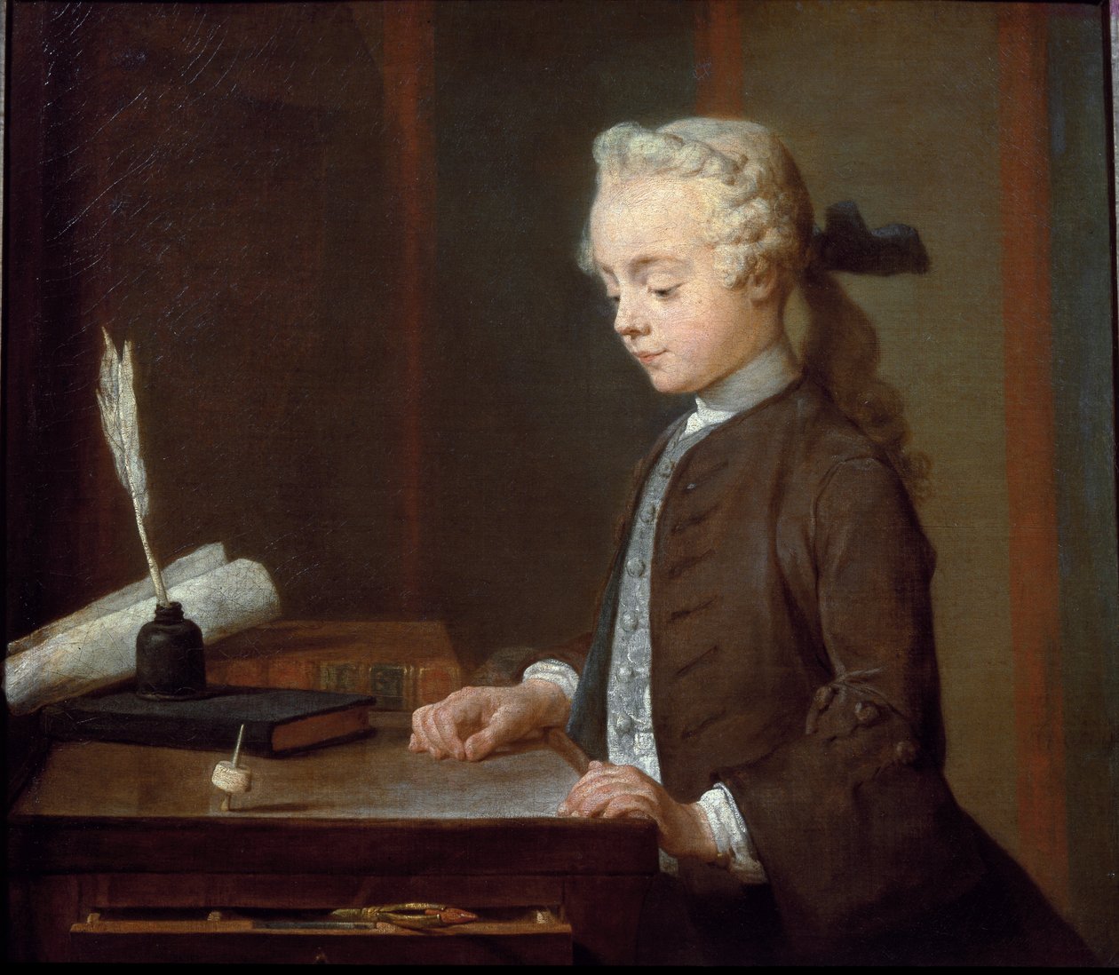 Fiú pörgettyűs (vagy kisfiú) - olaj, vászon alkotó: Jean Baptiste Simeon Chardin