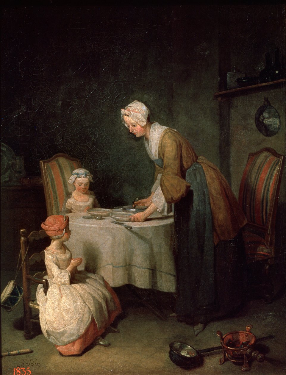 Kegyelem vacsora előtt Benedicitás, 1744. alkotó: Jean Baptiste Simeon Chardin