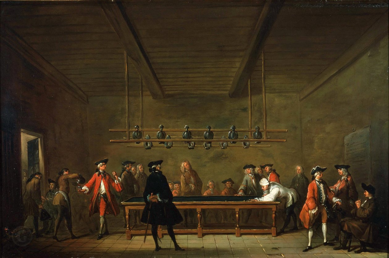 A biliárdjáték The Billiard Match, c. 1725. alkotó: Jean Baptiste Simeon Chardin