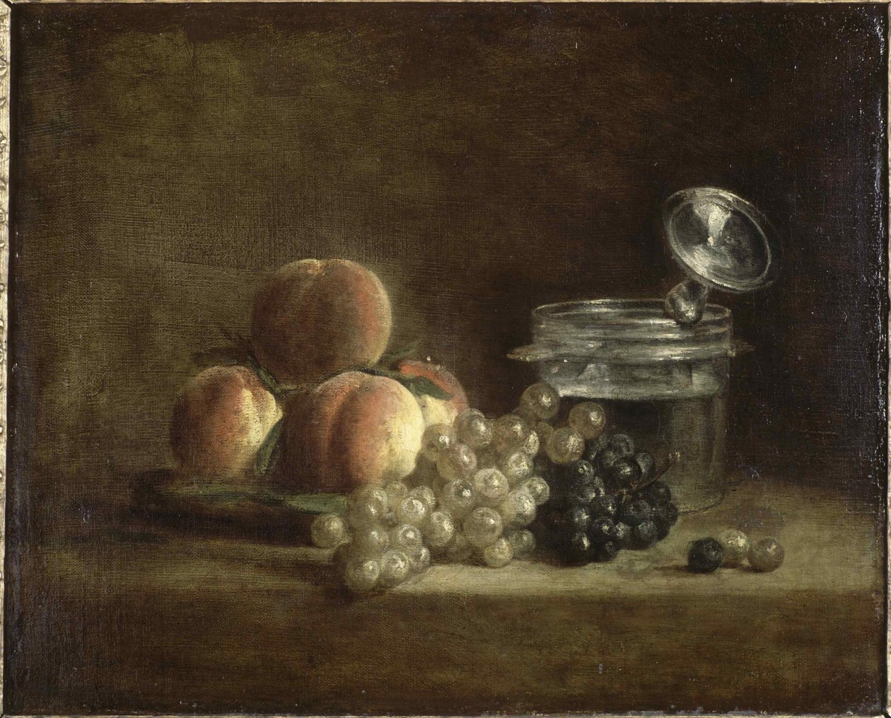 Őszibarack és szőlő. alkotó: Jean Baptiste Simeon Chardin